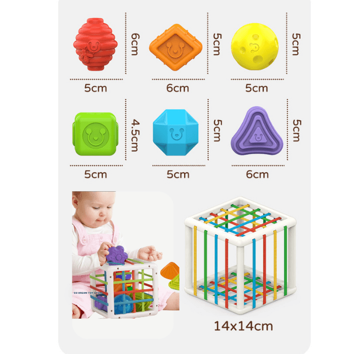 Cubo Geométrico - Cubo para desenvolvimento sensorial Montessori para Bebê