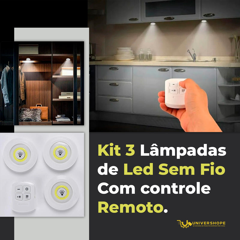 Kit de 3 Lâmpadas de LED Sem Fio (Wi-Fi )