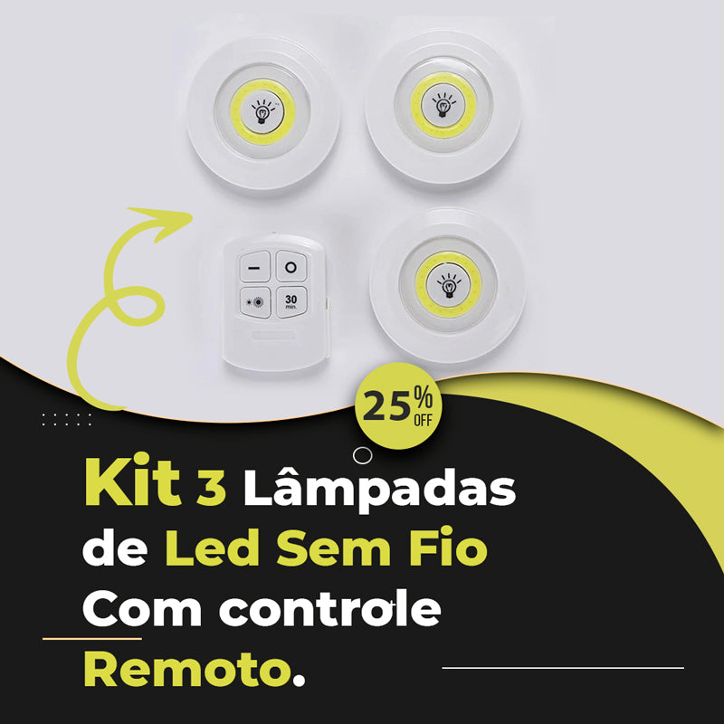 Kit de 3 Lâmpadas de LED Sem Fio (Wi-Fi )