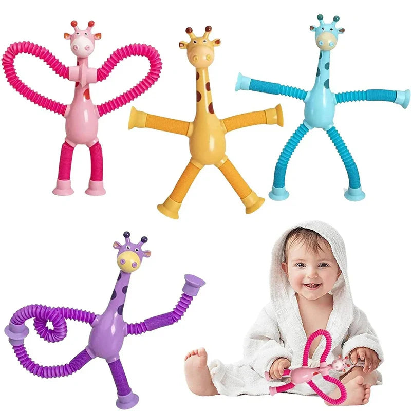 (Kit 4 ) Girafas Divertidas Articulada com Ventosa