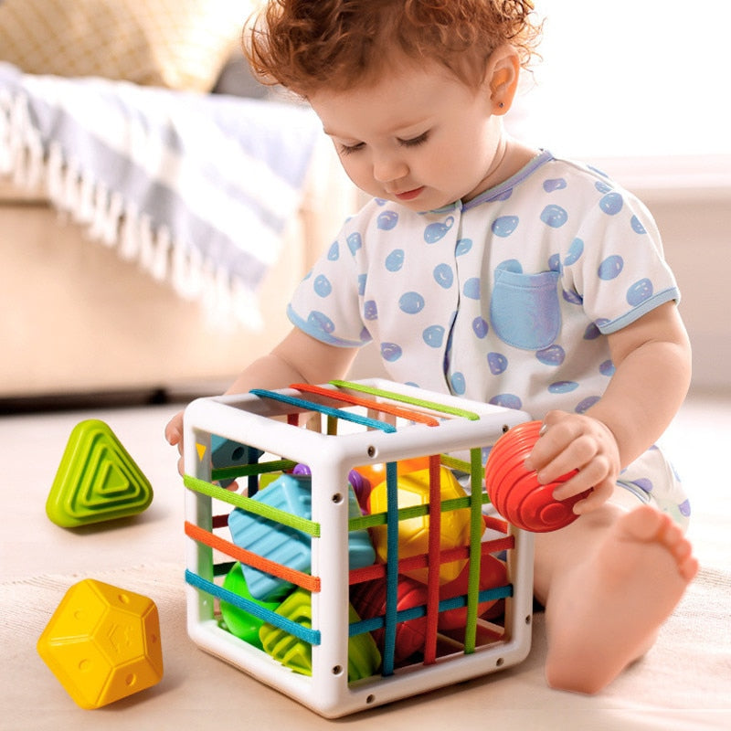 Cubo Geométrico - Cubo para desenvolvimento sensorial Montessori para Bebê