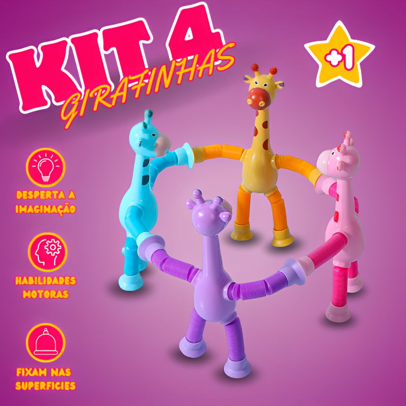 (Kit 4 ) Girafas Divertidas Articulada com Ventosa